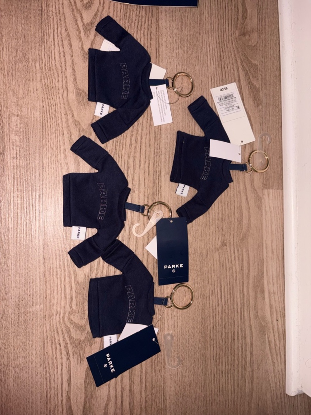 Parker Navy Mini Sweater Key Ring Set with Gold Hardware